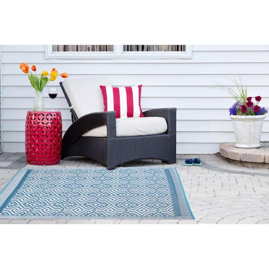 DII® Blue Moroccan Outdoor Rug, 4ft. x 6ft.